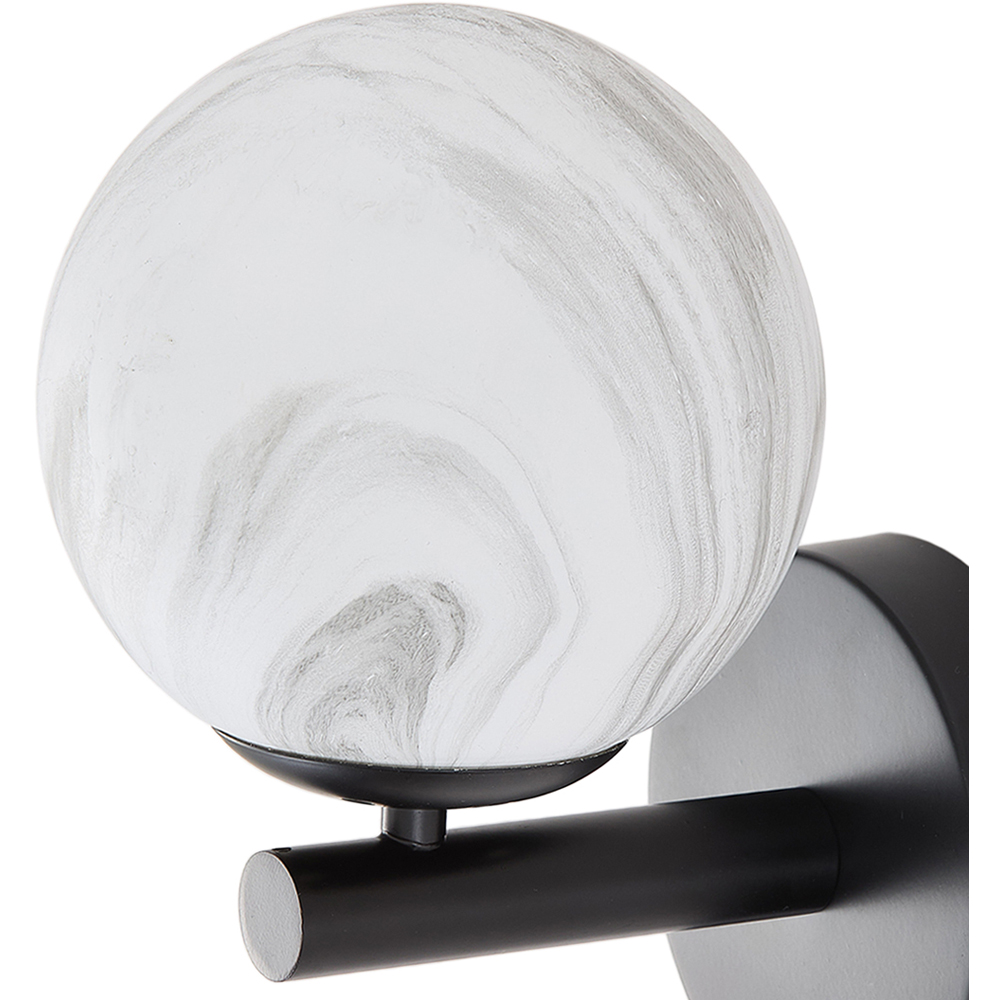 Living and Home E27 Screw Black Iron Marble Textured Glass Shade Wall Light 20cm Image 6