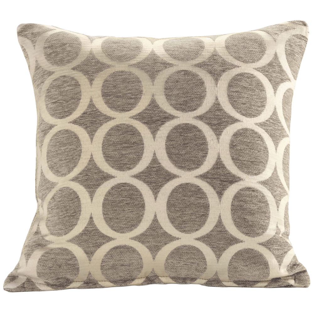 Alan Symonds Silver Chenille Geometric O Cushion with Polyester Filled Pad 45 x 45cm 4 Pack Image