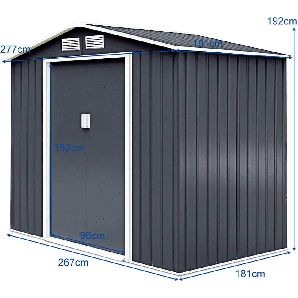 Costway 9 x 6ft Galvanized Metal Garden Shed with Foundation Image 4