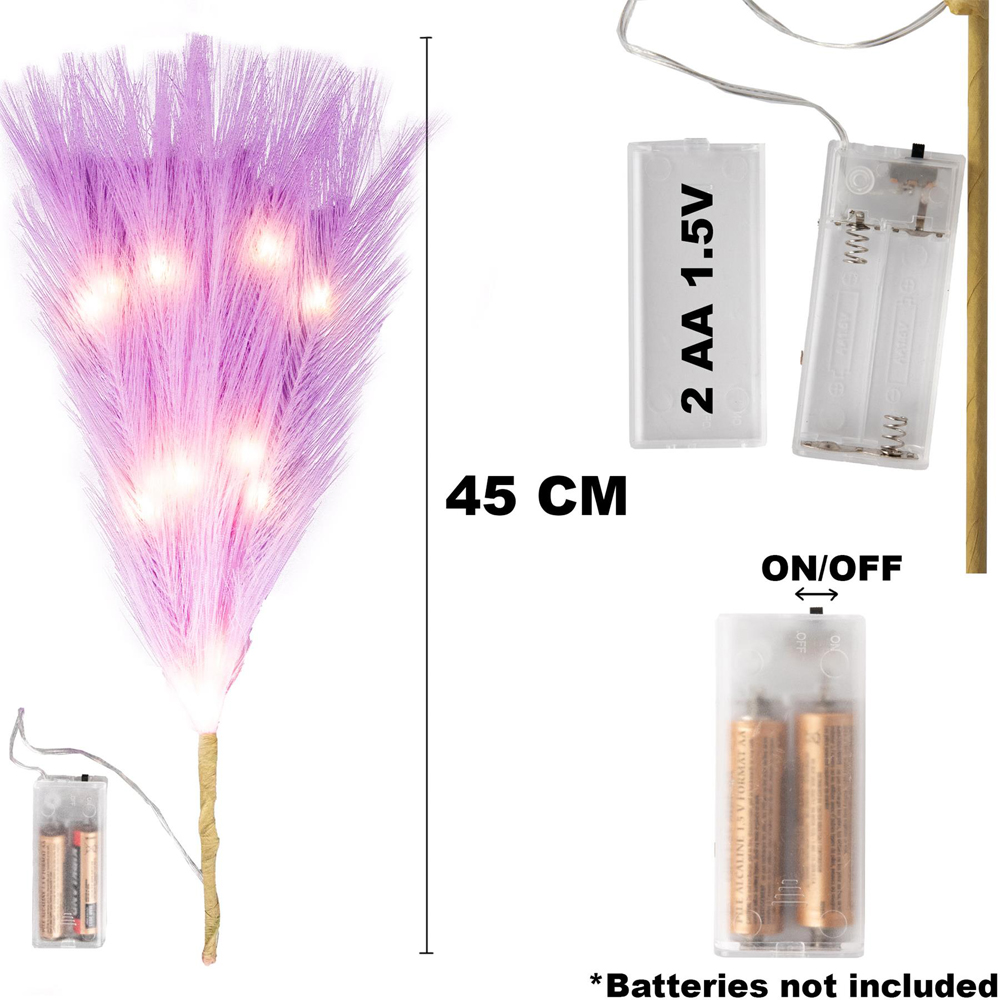 Shatchi Pre Lit Violet Pampas Grass 45cm Image 5