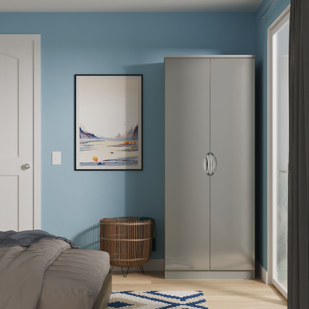 Crowndale Camden 2 Door Grey Gloss and Dusk Grey Wardrobe Ready Assembled Image 8
