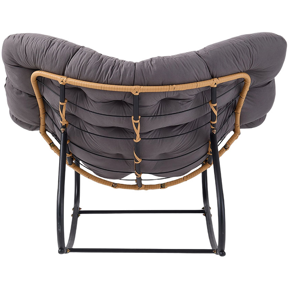 Living and Home Grey Cushion PE Rattan Rocking Chair Image 3