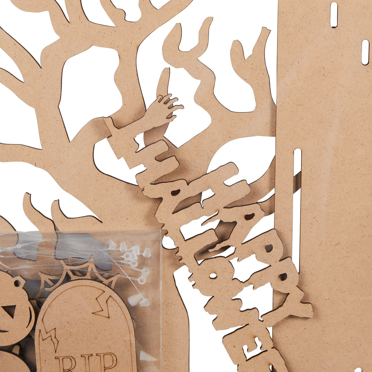 Happy Halloween Haunted Tree Sign - Brown Image 2