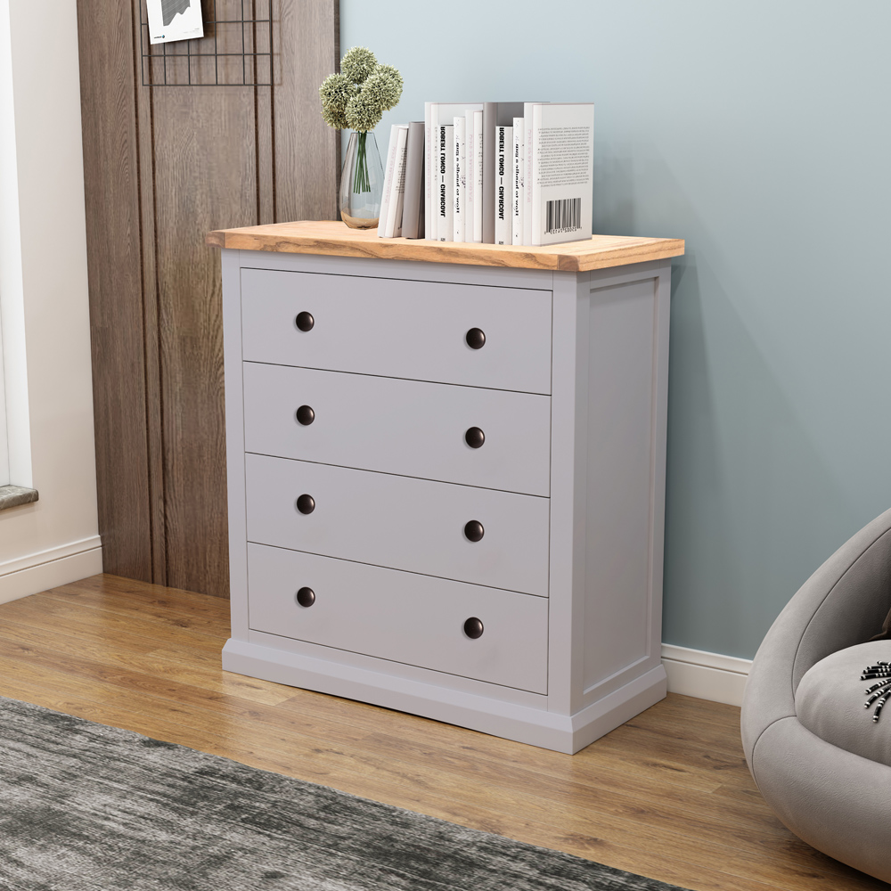 Rocca 4 Drawer Grey Chest of Drawers with Brass Knob Image 8