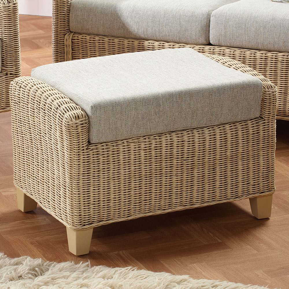 Desser Dijon Cane Pebble Fabric Footstool with Storage Compartment Image 1