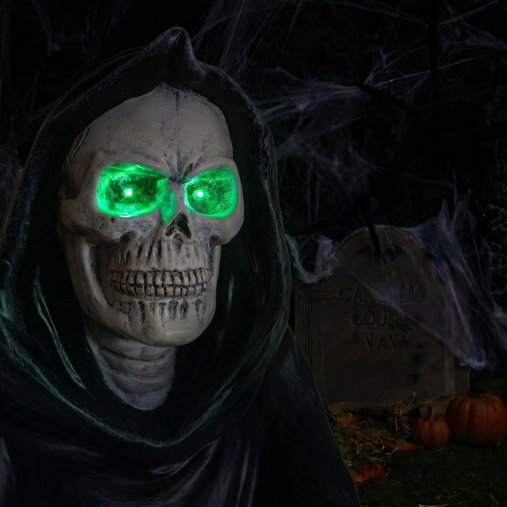 wilko Multicolour LED Halloween Grim Reaper Ornament with Scythe and Light Up Eyes 4ft Image 8
