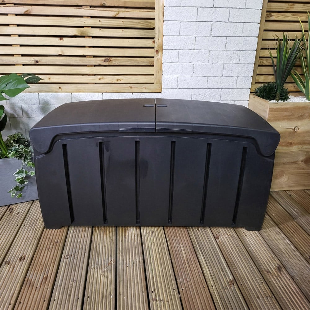Samuel Alexander 300L Black Garden Storage Box with Padlock Hole Image 2