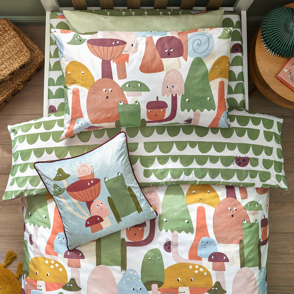 little furn. Funguys Single Multicolour Mushroom Duvet Cover Set Image 3