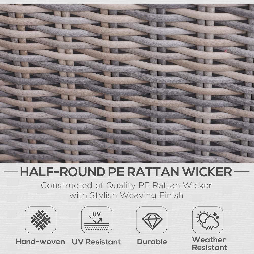 Outsunny 2 Seater Light Grey Rattan Lounge Set with Foot Stool Image 4
