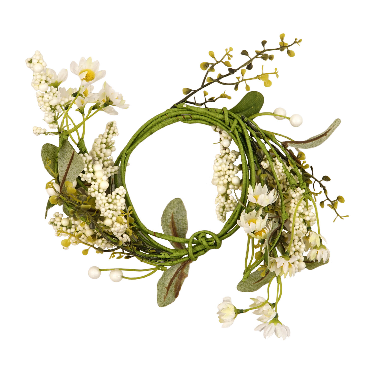 Small White & Green Artificial Garland - Green & White Image