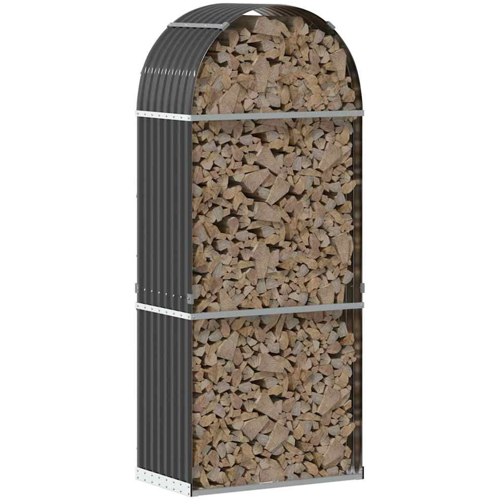vidaXL Anthracite Galvanised Steel Firewood Log Holder 190 x 80 x 45cm Image 2