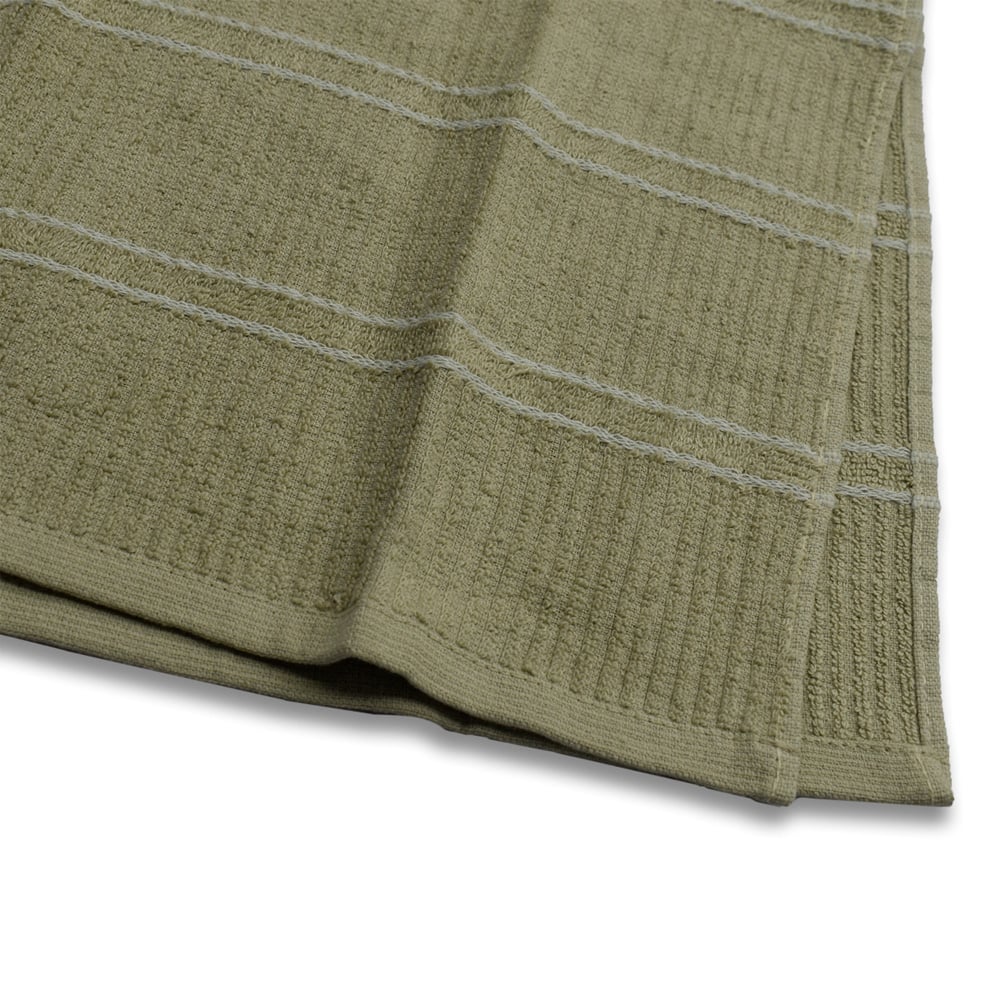 Kitchen Trends Green Ripple Stripes Tea Towel 3 Pack Image 3