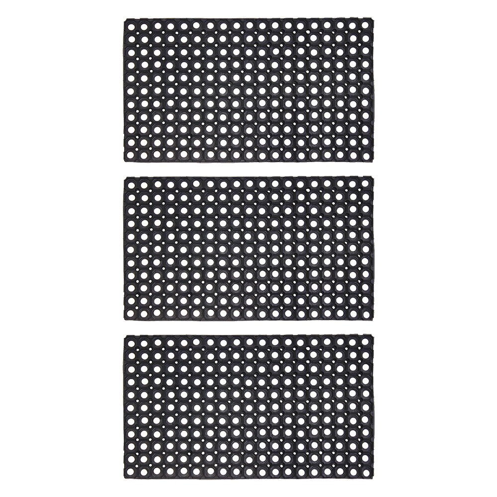 JVL Rondo Rubber Scraper Door Mat 50 x 100cm 3 Pack Image 1