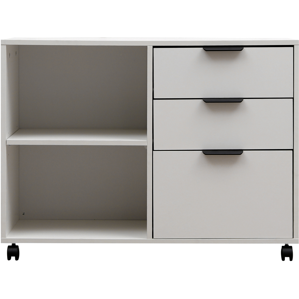 MMT Furniture Designs 3 Drawer 2 Shelf White Under Desk Storage Cabinet Image 4