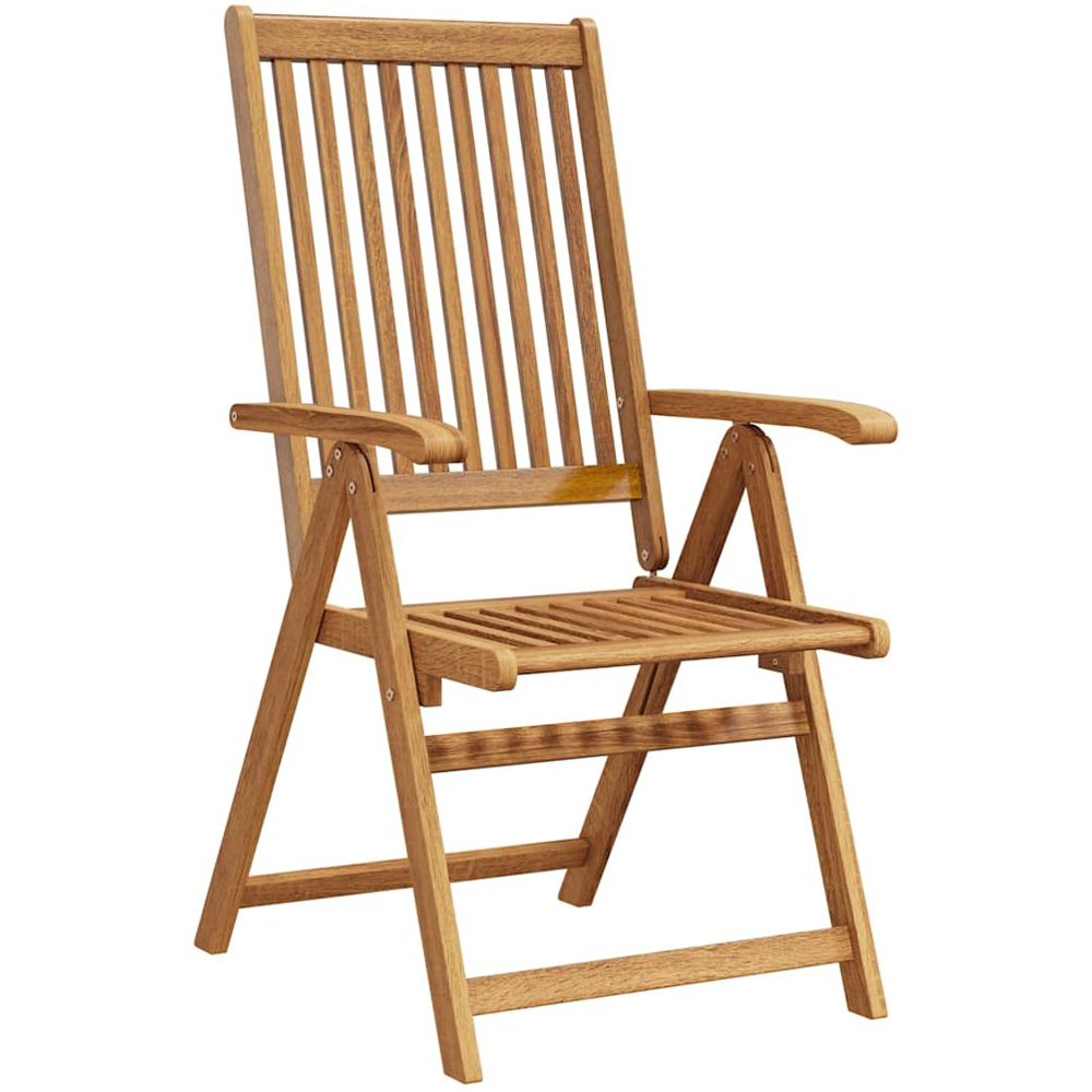 Walplus Set of 2 Solid Acacia Wood Brown Folding Chair Image 2
