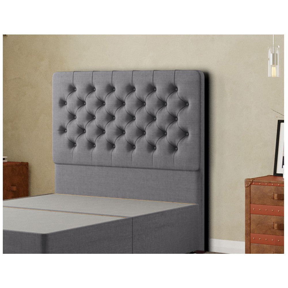 Eleganza Winchester Double Grey Linen Floor Standing Headboard Image 3