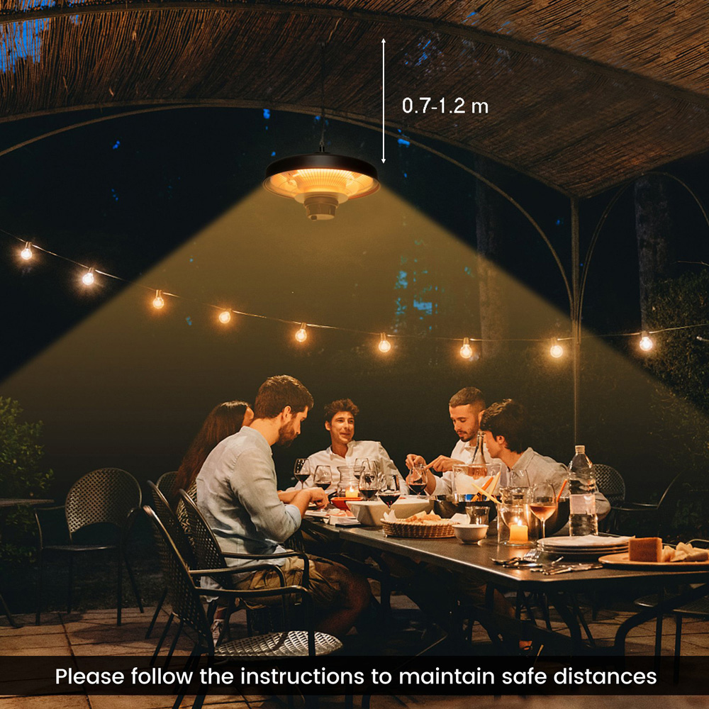 Costway Black Ceiling Patio Heater with Remote 2000W Image 8