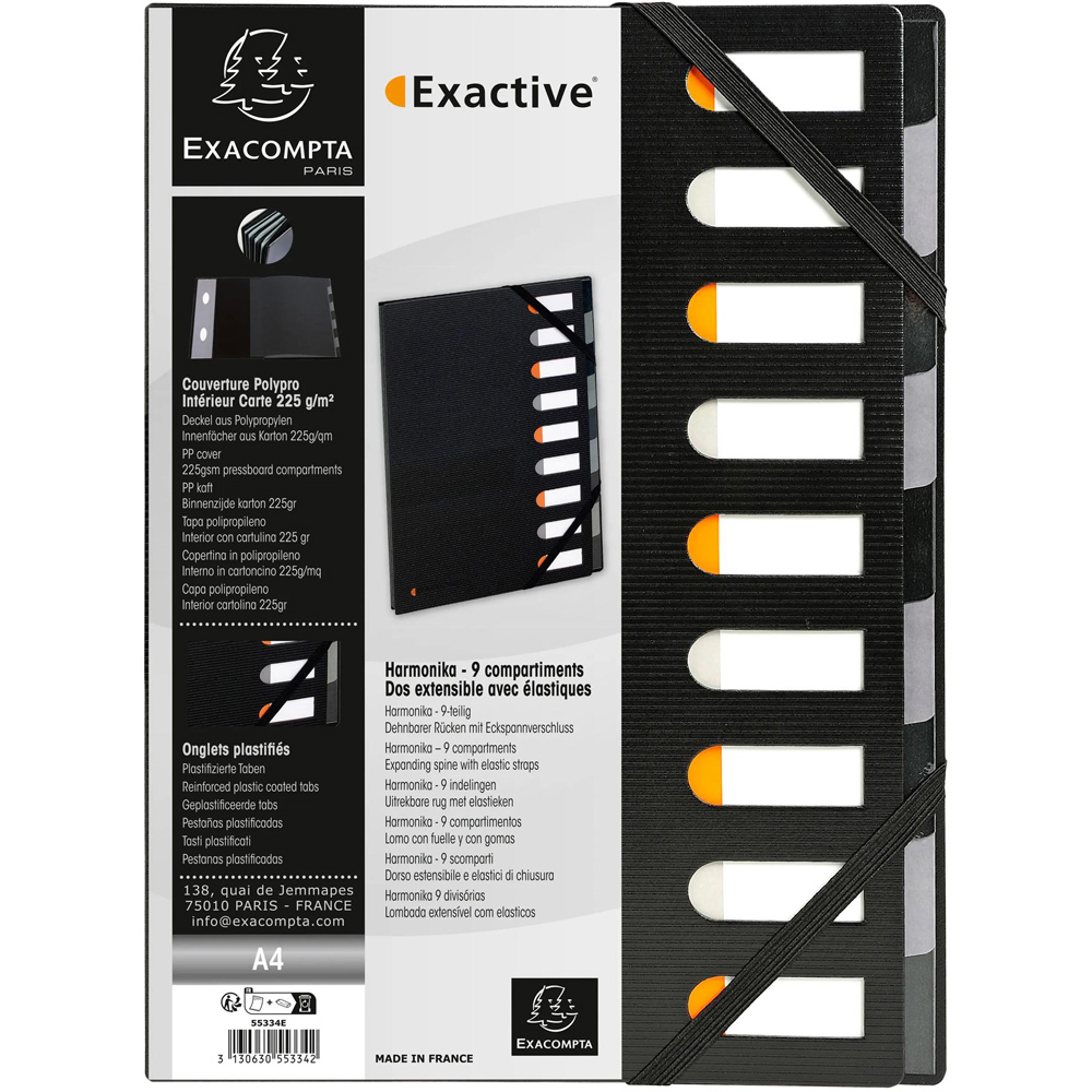 Exacompta Harmonika 9 Sections Black A4 Multi Part File 5 Pack Image 6