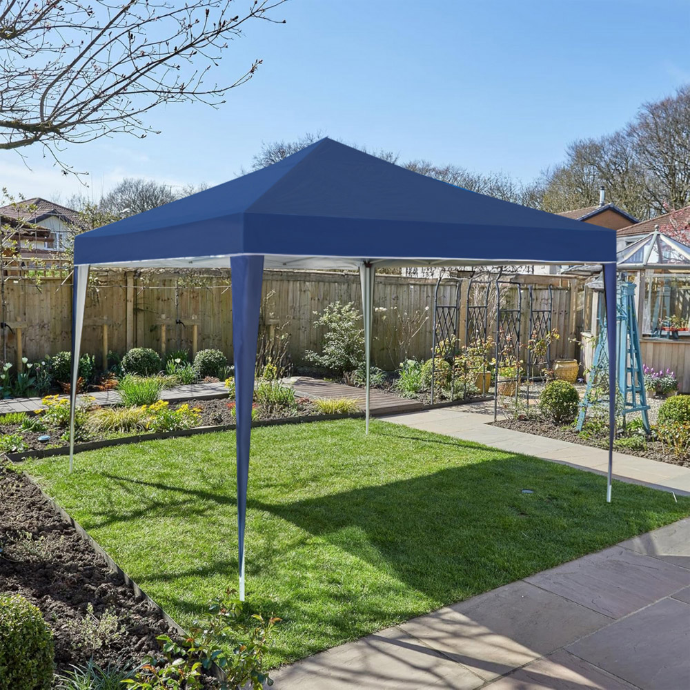Home Source 3 x 3m Blue Easy Up Garden Outdoor Gazebo with Bag Image 3