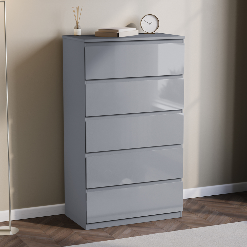 VIDA DESIGNS Glinton 5 Drawer Grey Chest of Drawers Image 5
