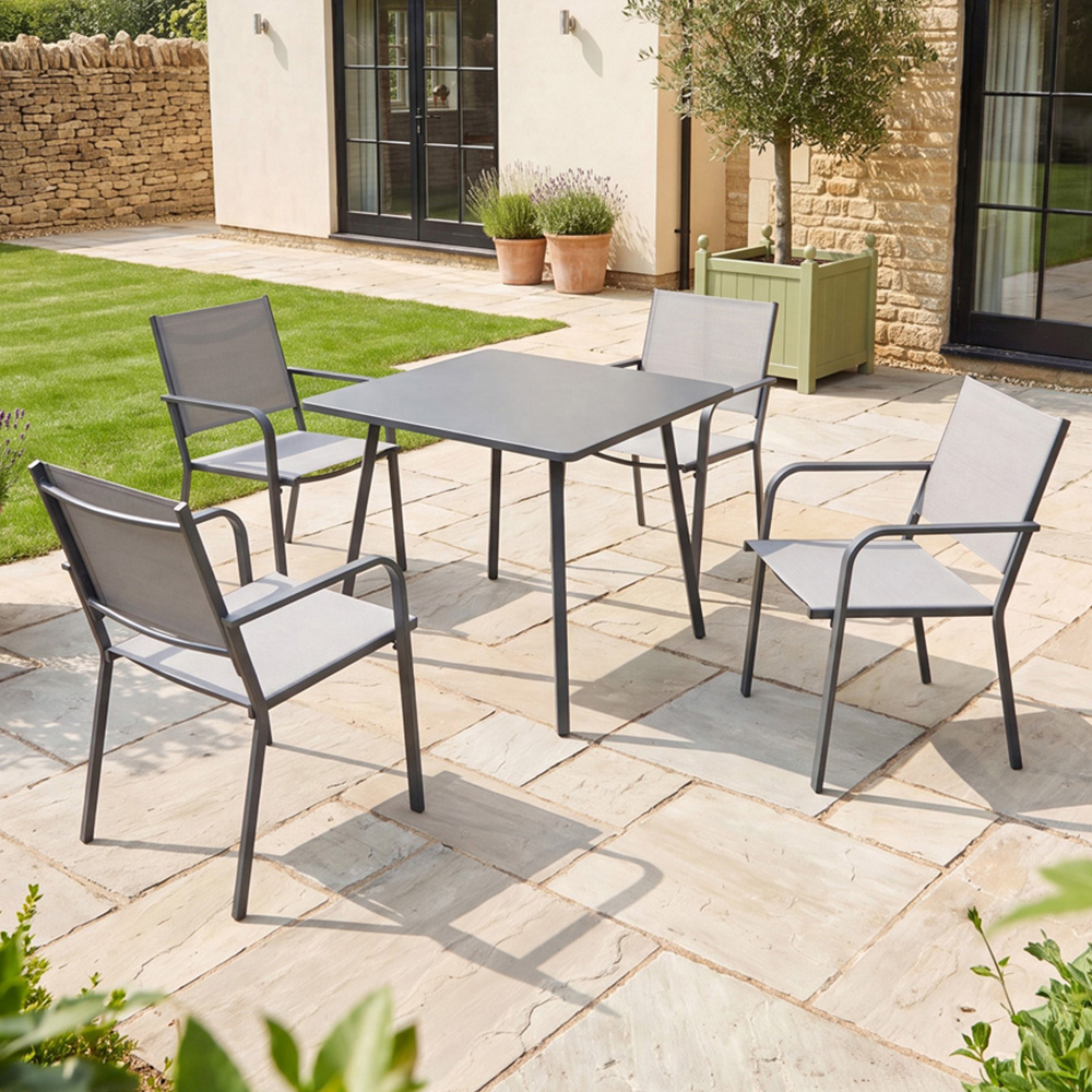 Artemis Home Rivington 4 Seater Steel Grey Garden Dining Set Image 1