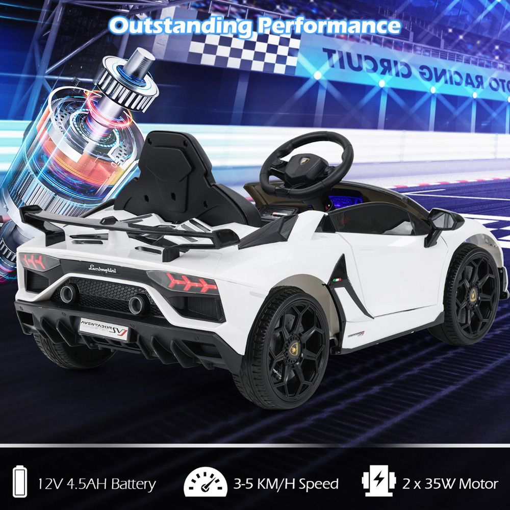 Costway Kids White Licensed Lamborghini Ride On Car with Remote Control and LED Headlight 12V Image 5
