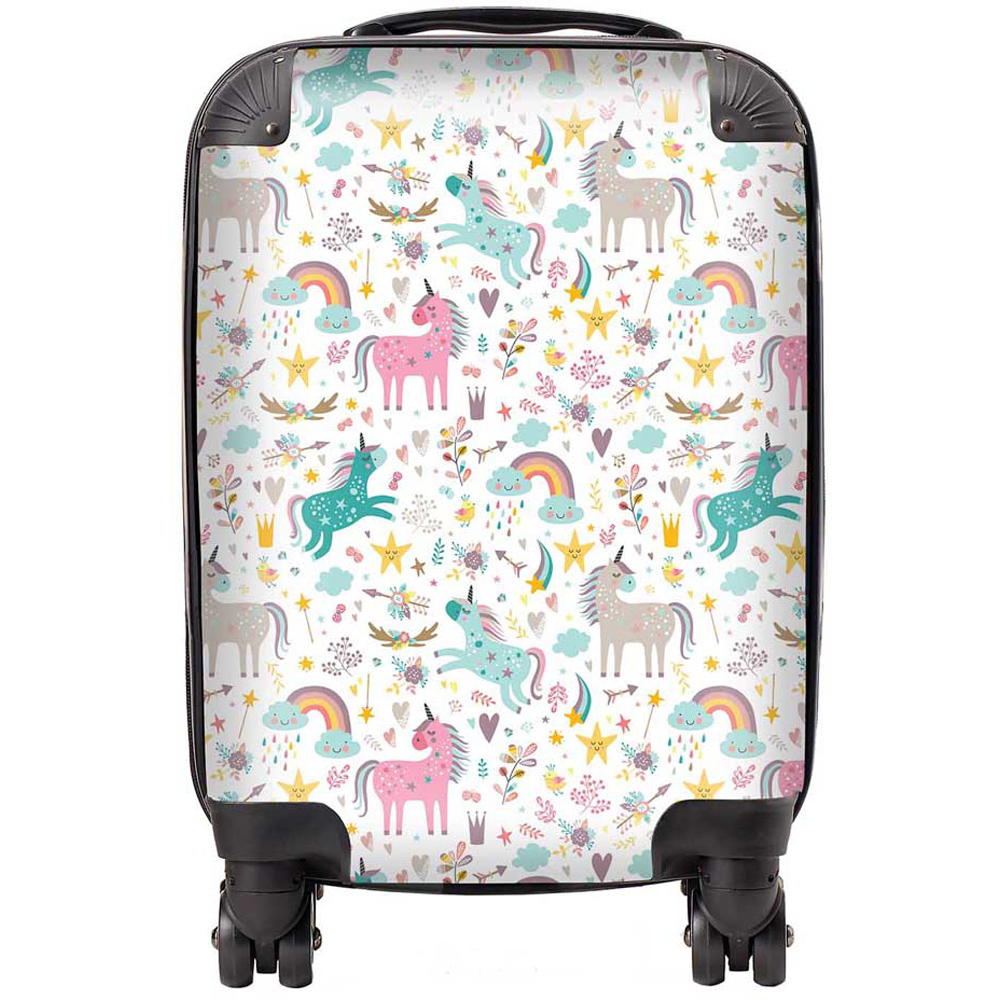 Warren Reed Designer Small Unicorn and Rainbows Suitcase Image 1