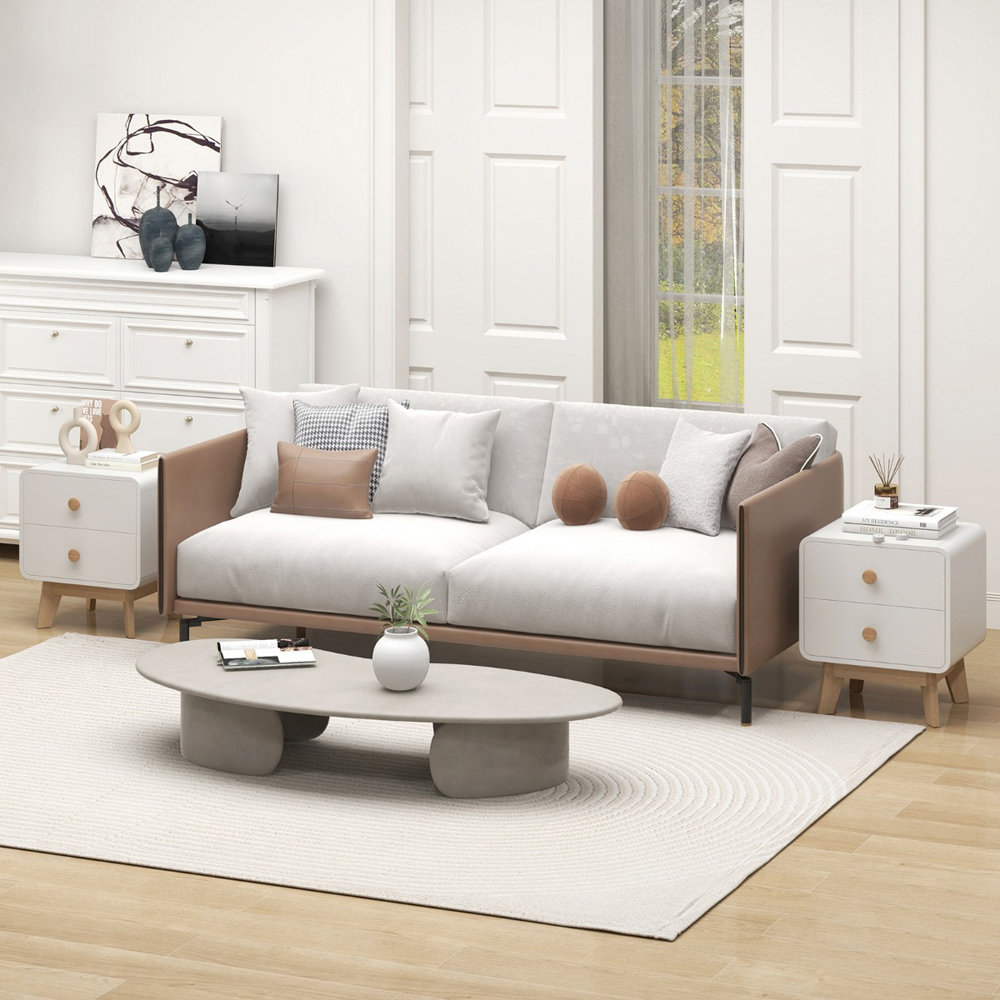 Costway 2 Drawer White Bedside Table Image 5