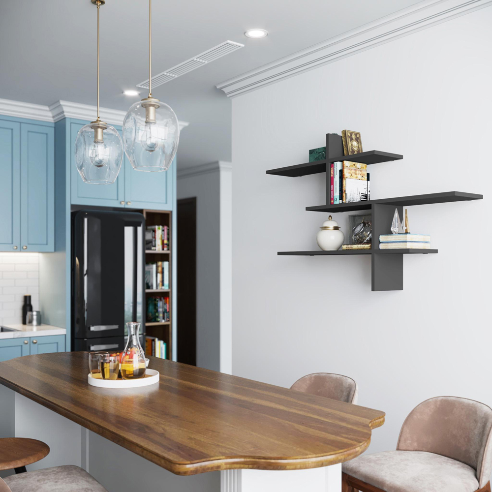Decortie Leo 3 Shelf Anthracite Floating Bookcase Image 3