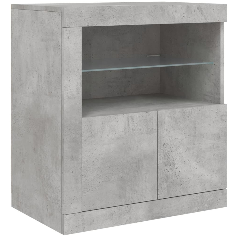 vidaXL 8 Door 12 Shelf Concrete Grey LED Sideboard Image 6