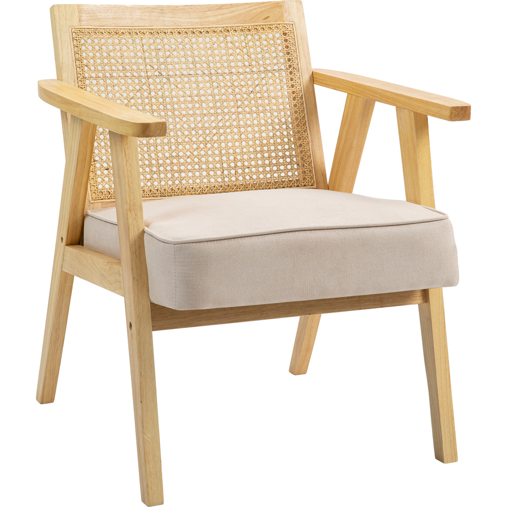 Portland Natural Fabric Accent Chair with Rattan Back Image 2