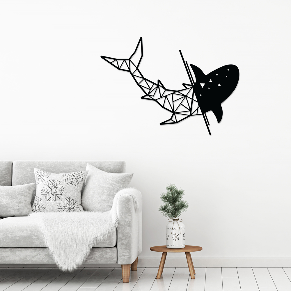 Decortie Black Minimalist Metal Modern Shark Wall Art Image 2