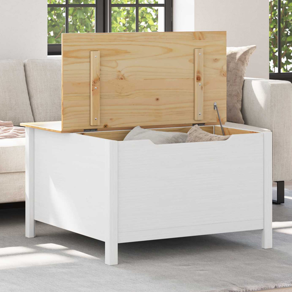 vidaXL Hill 5 Drawer White and Honey Brown Solid Pine Wood Coffee Table Image 1