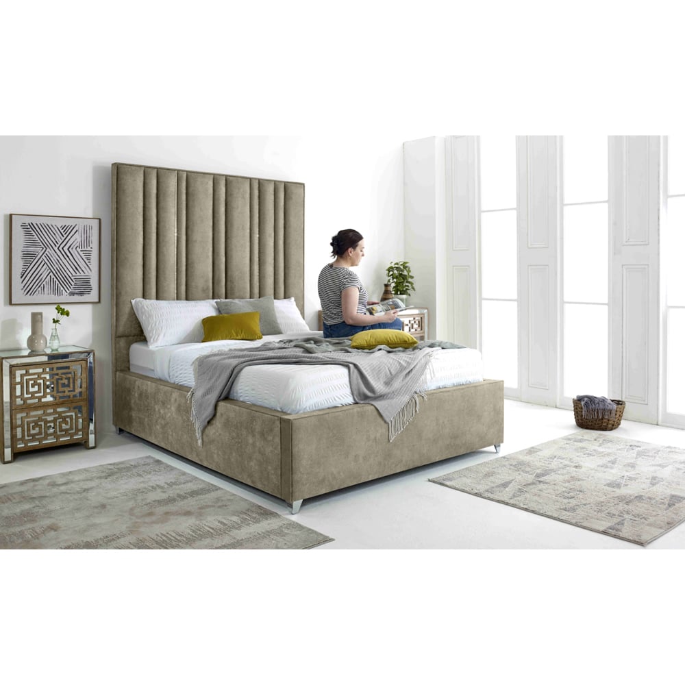 Eleganza Madrid Super King Size Pearl Oakland Fabric Bed Frame Image 4