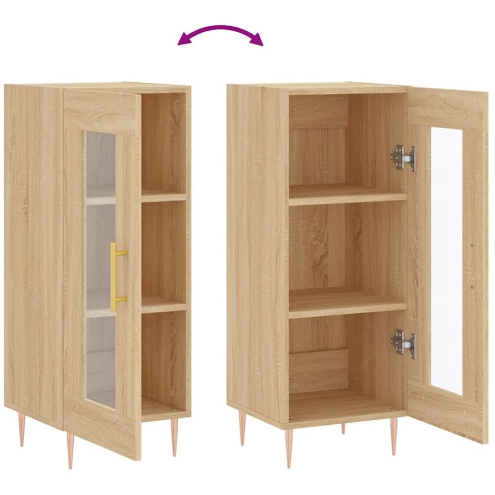 vidaXL Single Glass Door Sonoma Oak Sideboard Image 9
