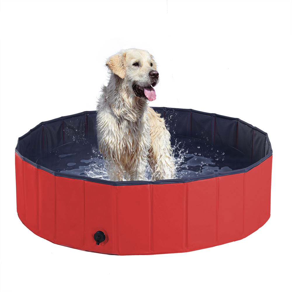 PawHut 120cm Foldable Paddling Pool Red Image 3