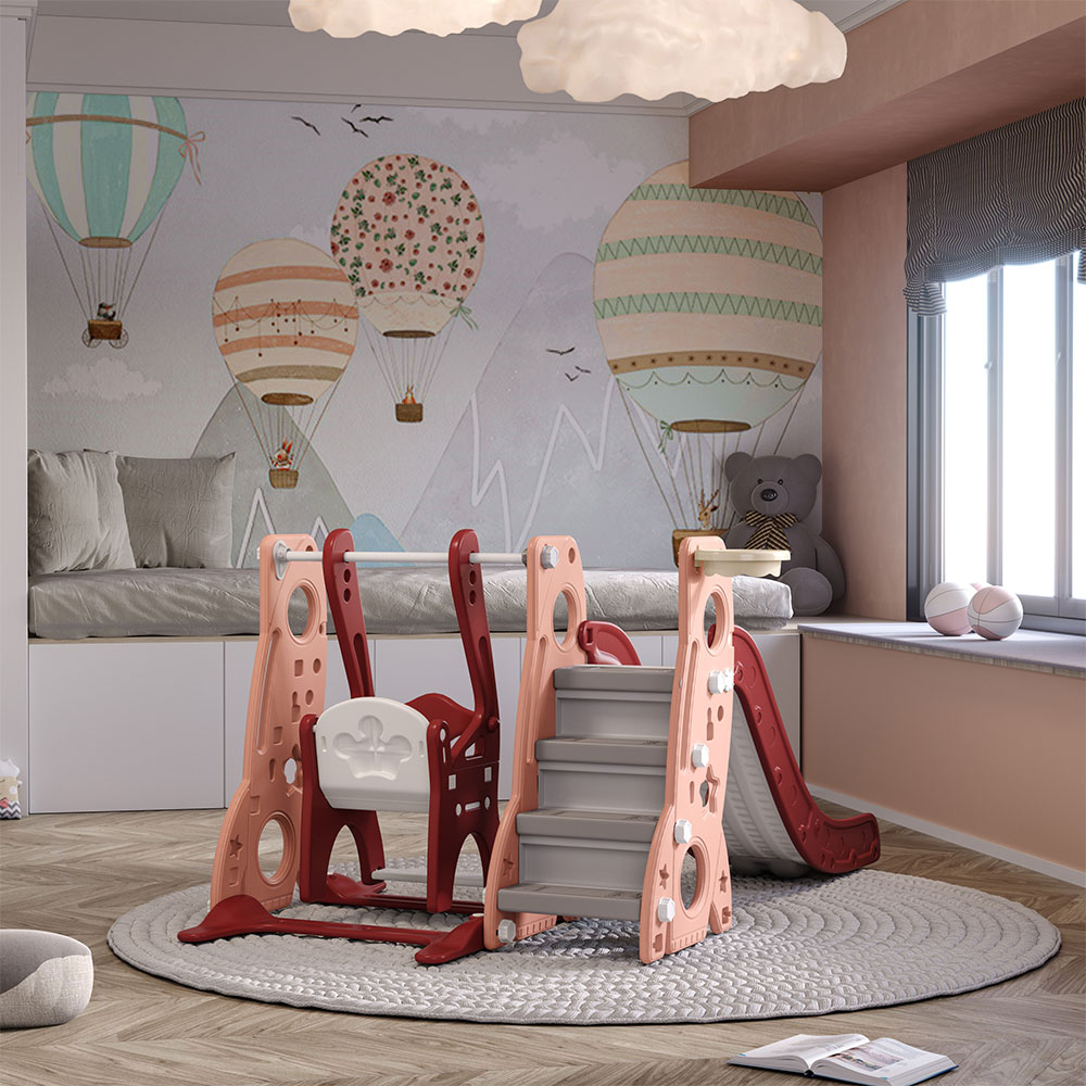 Living and Home Kids 4 in 1 Swing and Slide Set with Basketball Hoop Image 8