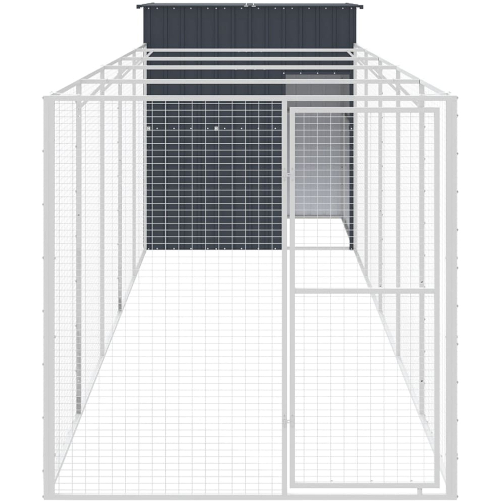 vidaXL Anthracite Galvanised Steel Dog House with Run 165 x 659 x 181cm Image 2