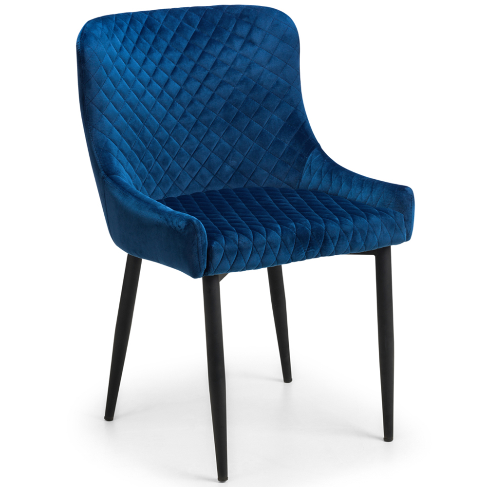 Julian Bowen Brooklyn 4 Seater Round Dining Set Oak and Blue Image 3