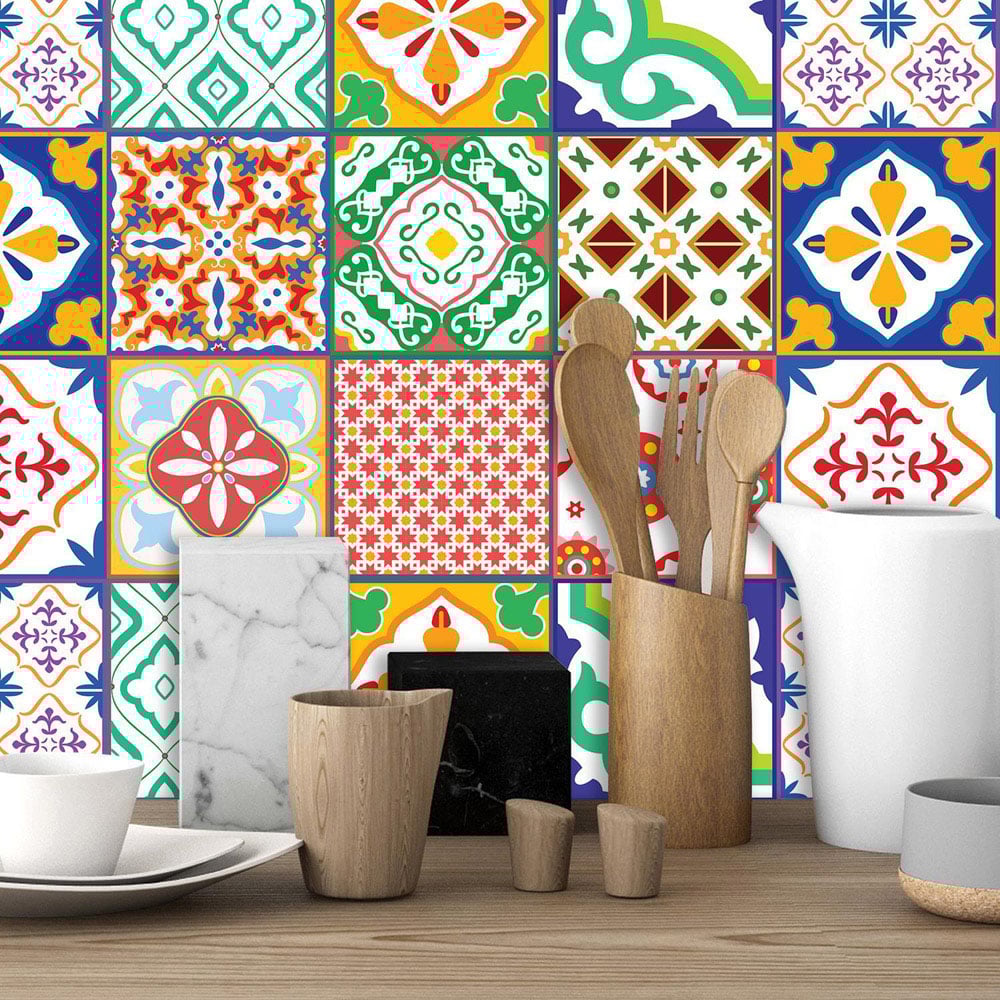 Walplus Classic Mediterranean Colourful Mixed 1 Tile Sticker 24 Pack Image 4