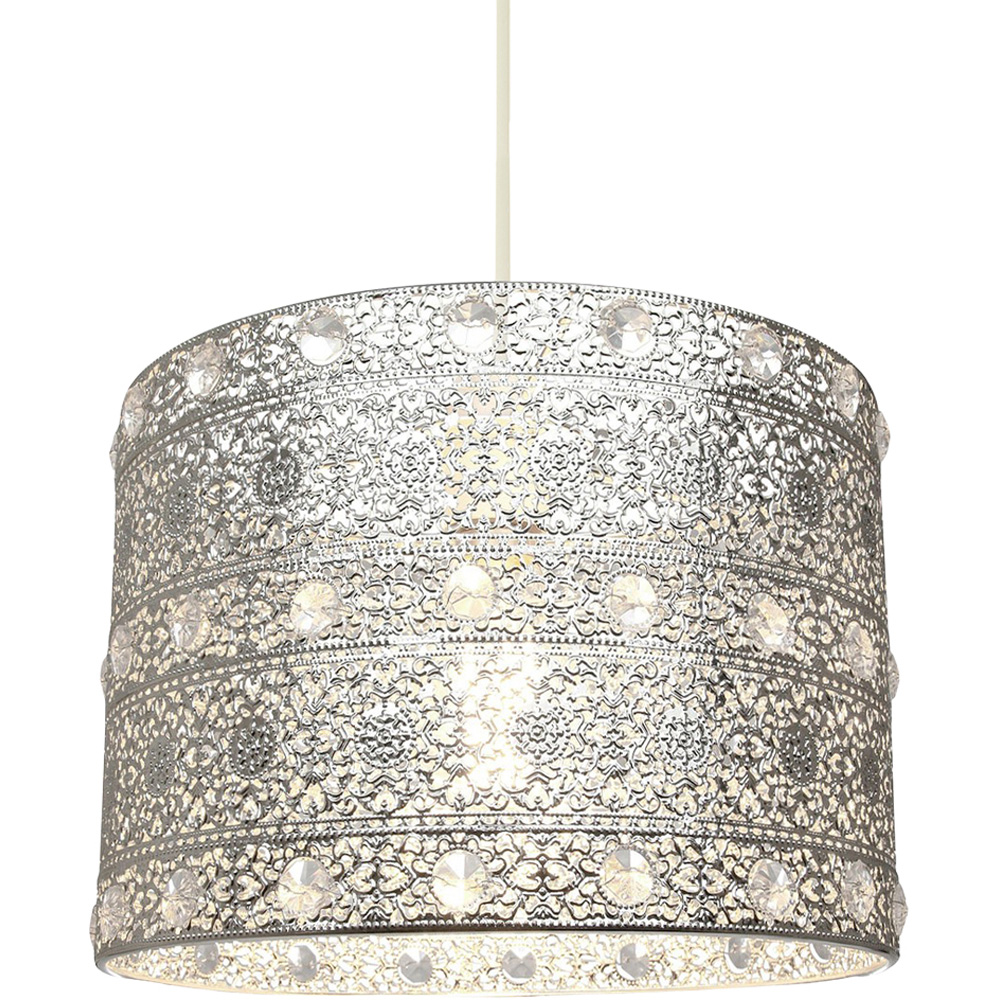 Happy Homewares Antique Silver Acrylic Gem Moroccan Style Chandelier Pendant Shade Image 2