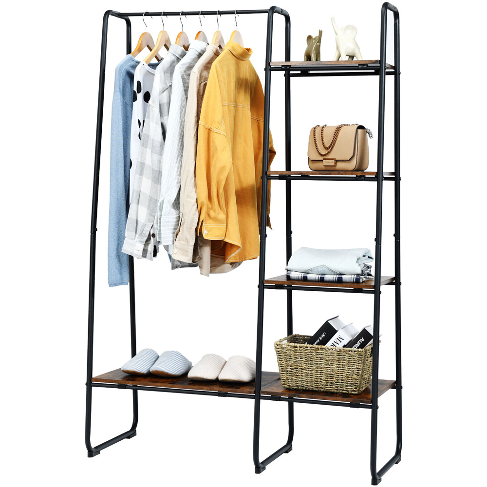 Costway 4 Shelf Black Freestanding Clothing Rack Image 3