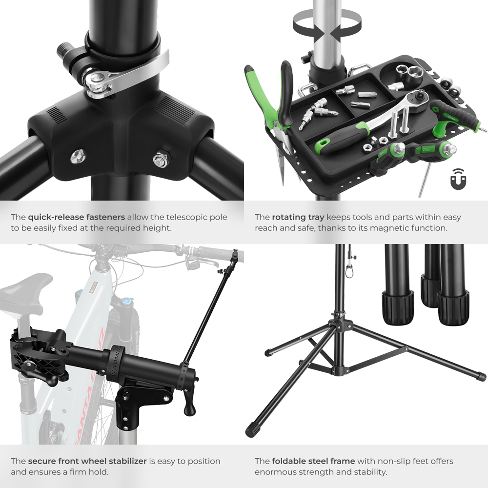 tectake Lightweight and Durable Bicycle Repair Stand and Frame Bag Set Type 1 Image 4