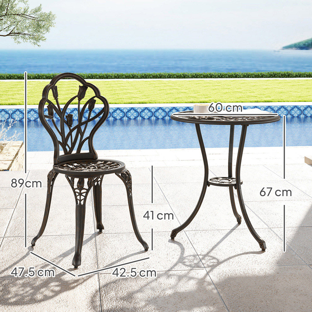Outsunny 2 Seater Bistro Set with Umbrella Hole Image 8