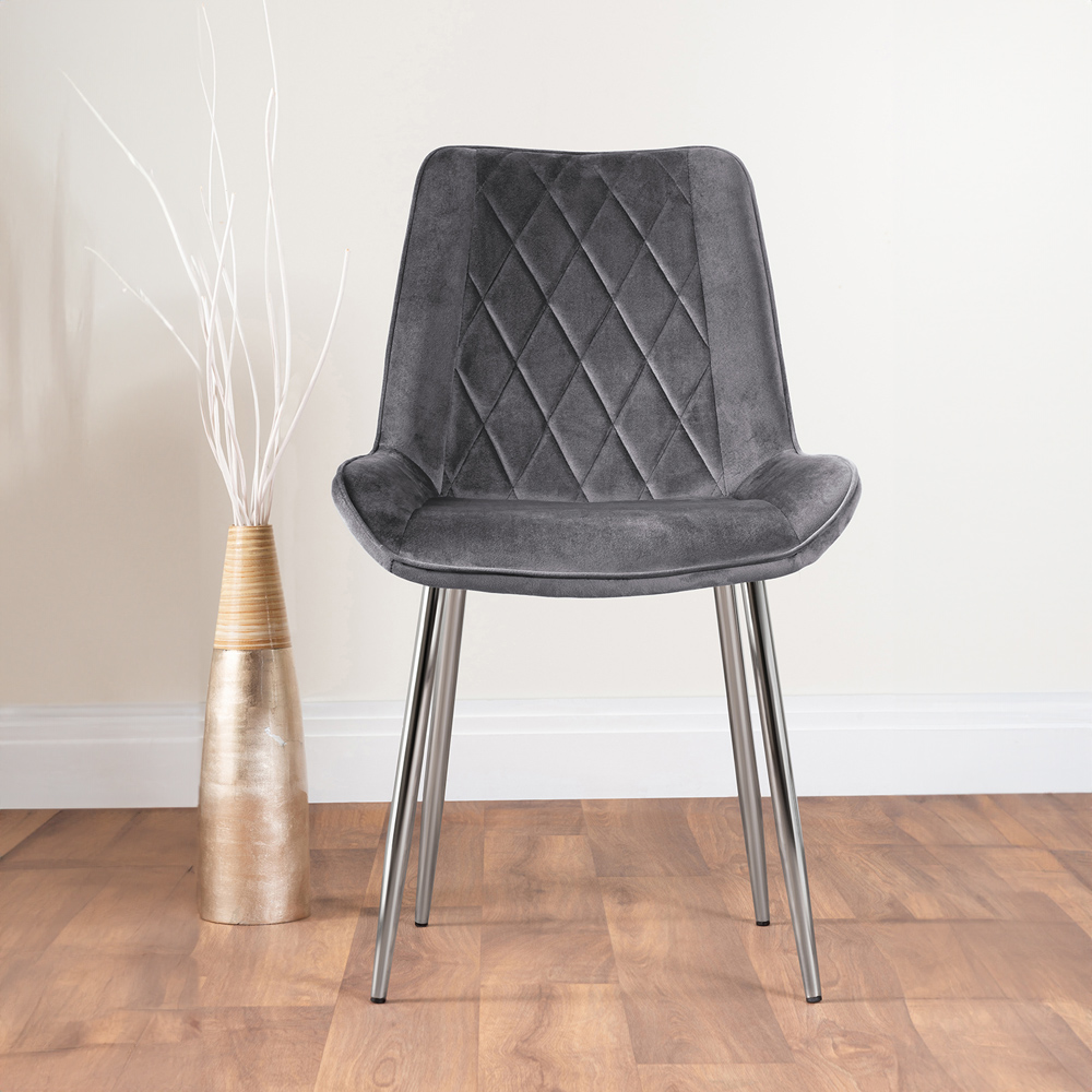 Furniturebox Copeland Cesano Marble Effect 6 Seater Dining Set White Grey and Chrome Image 4