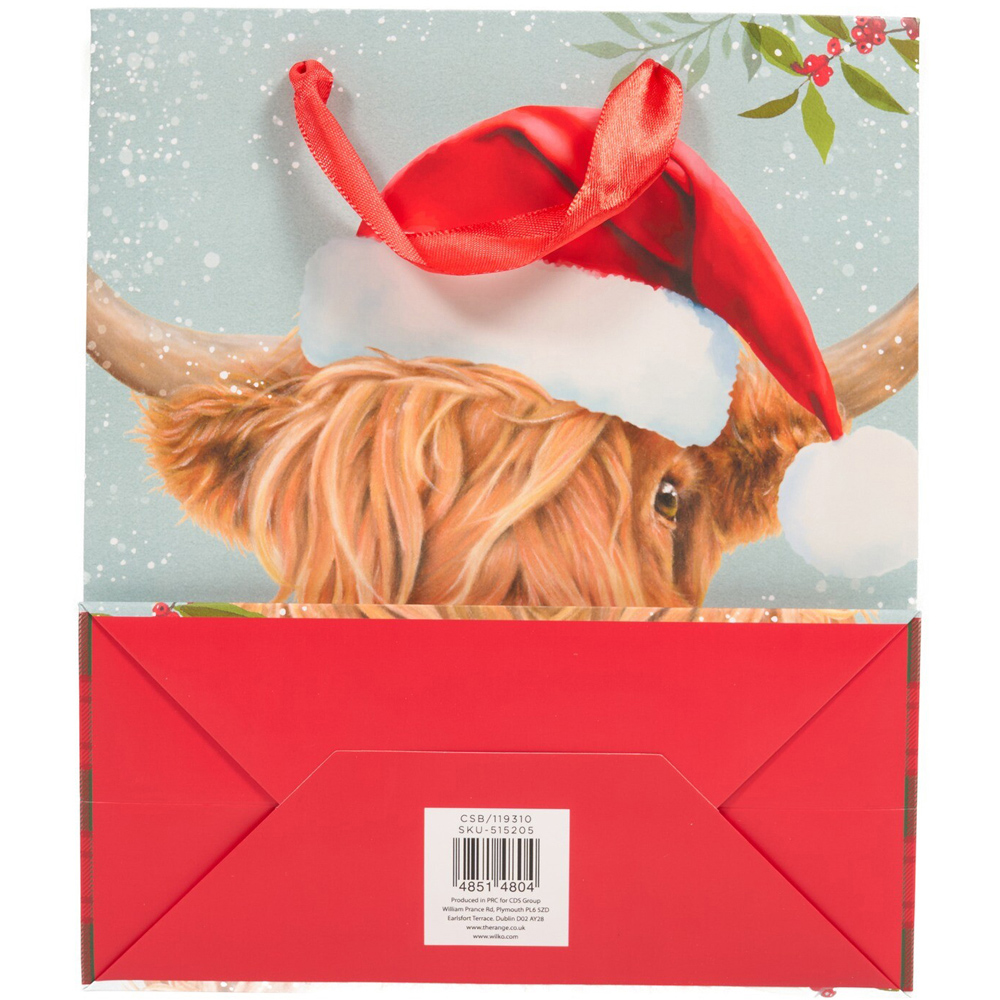 Highland Cow in Santa Hat Gift Bag Medium Image 2