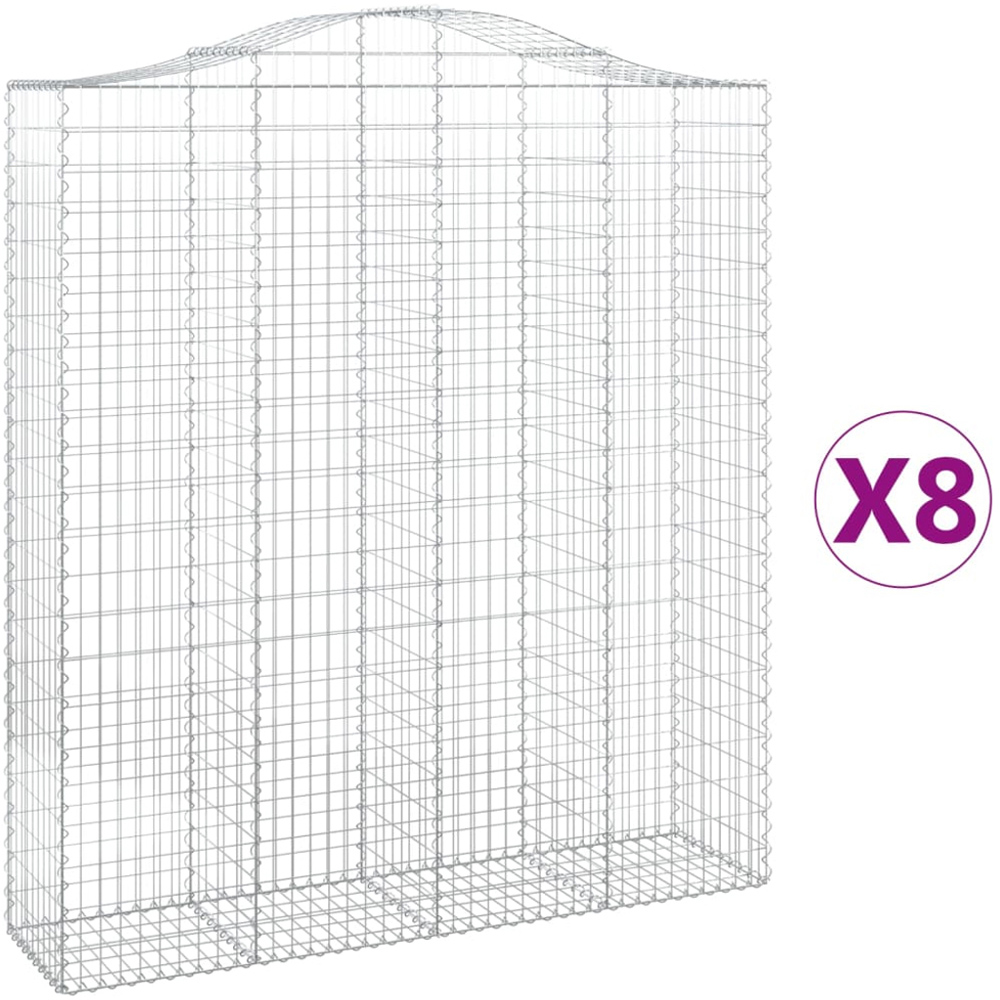 vidaXL Silver Galvanised Iron Arched Gabion Basket 200 x 50 x 220/240cm 8 Pack Image 4