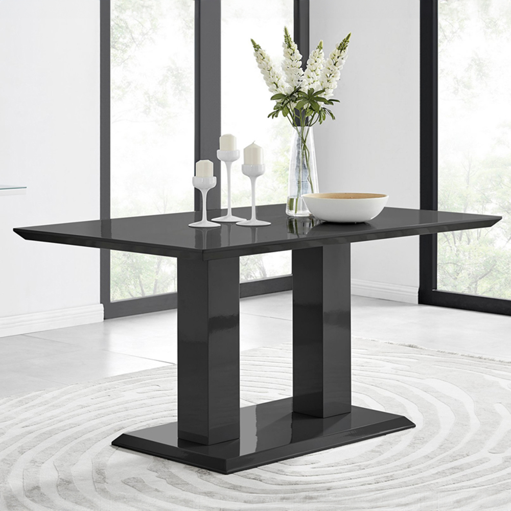 Furniturebox Molini Cesano 6 Seater Dining Set Black Gloss and Cream Image 2