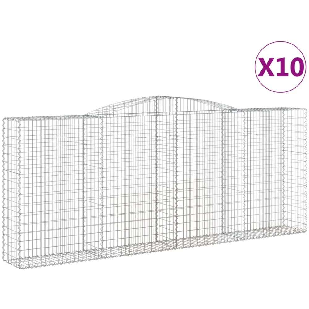 vidaXL Silver Galvanised Iron Arched Gabion Basket 400 x 50 x 160/180cm 10 Pack Image 2