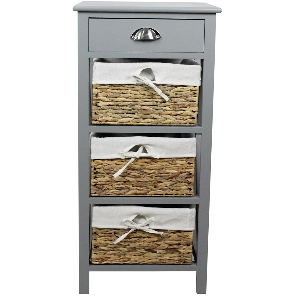 Home Source Single Drawer 3 Lined Basket Grey Storage Unit Image 2